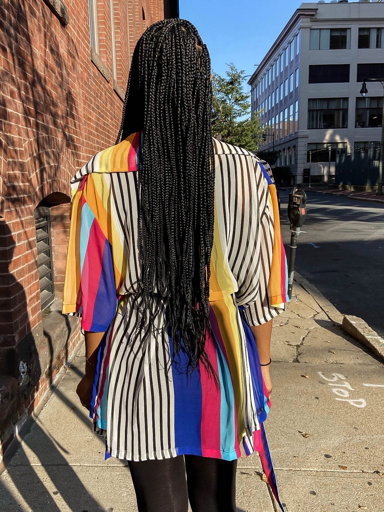 Multi Color Stripe Open Front Blouse