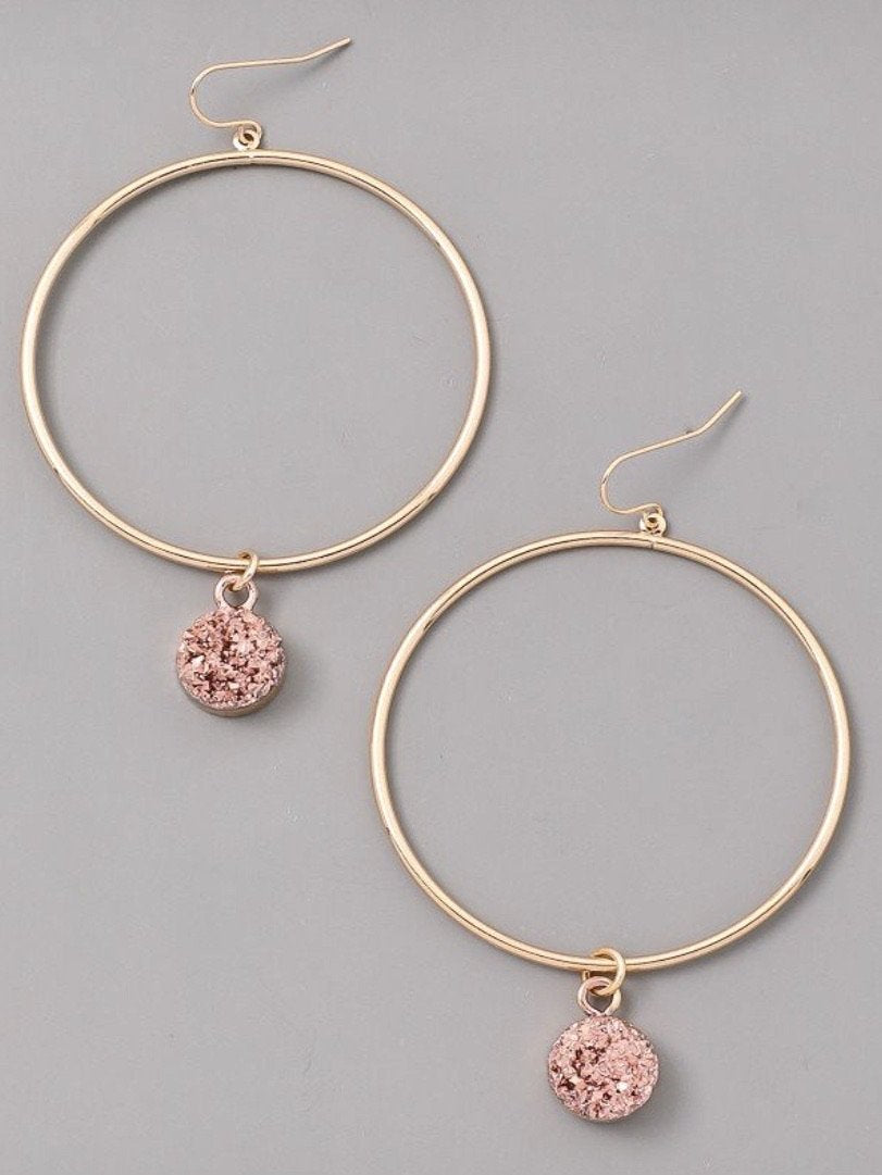 GEM DROP HOOP EARRINGS