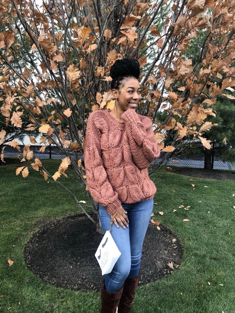 HANDMADE LEAF KNIT SWEATER