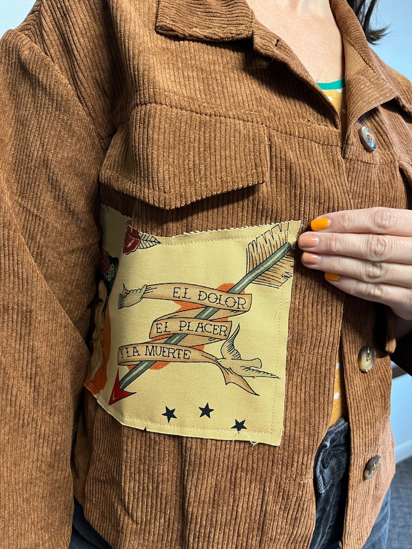 Jacket Corduroy Frida Kahlo Design.