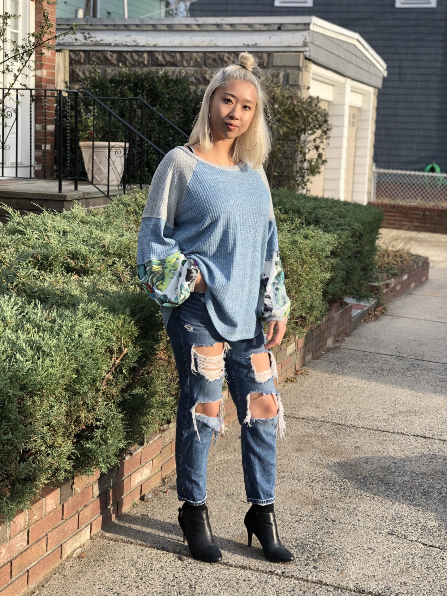 BALLOON SLEEVE RAGLAN TOP