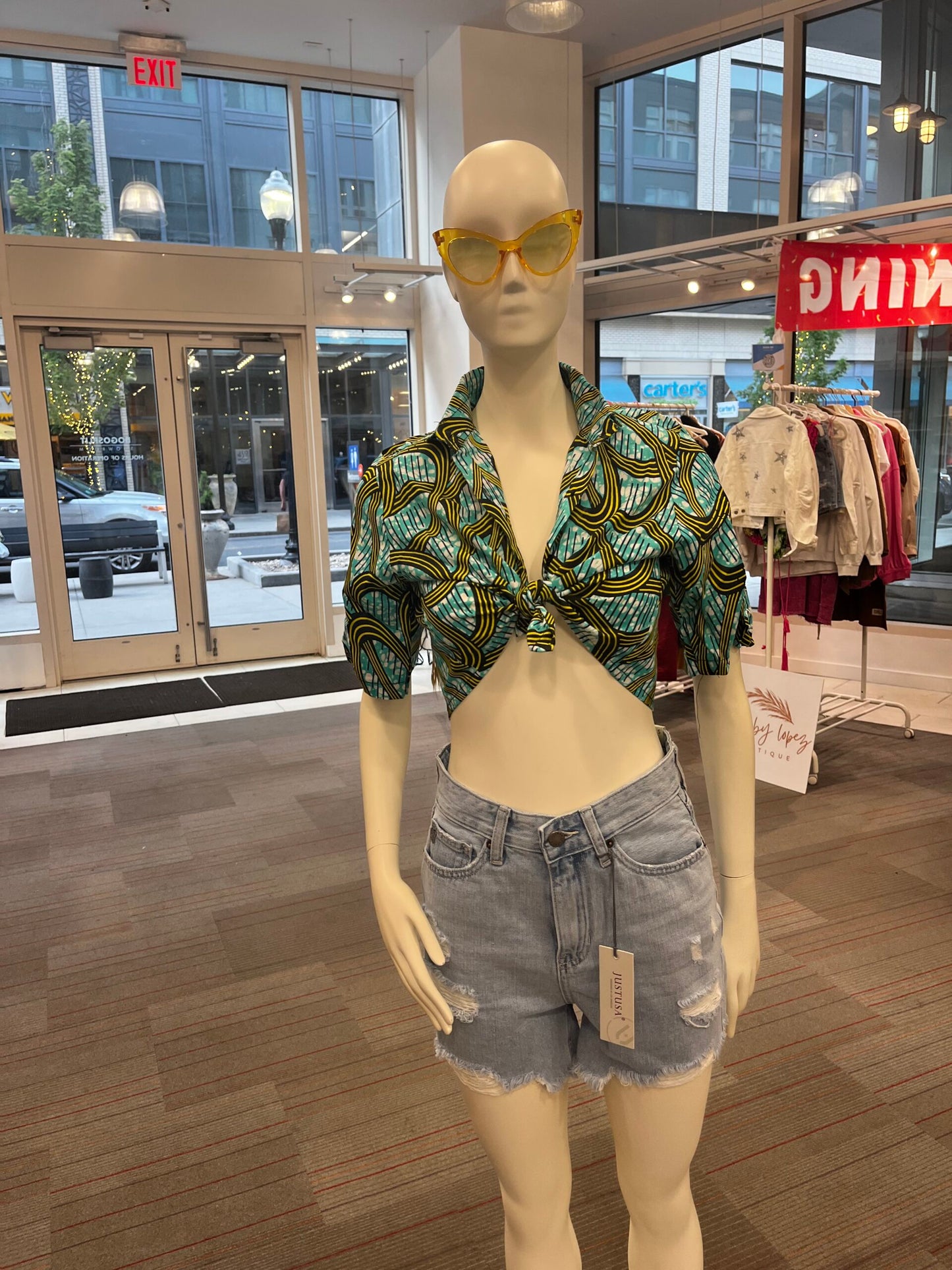 Blue Bea Cropped Button Up