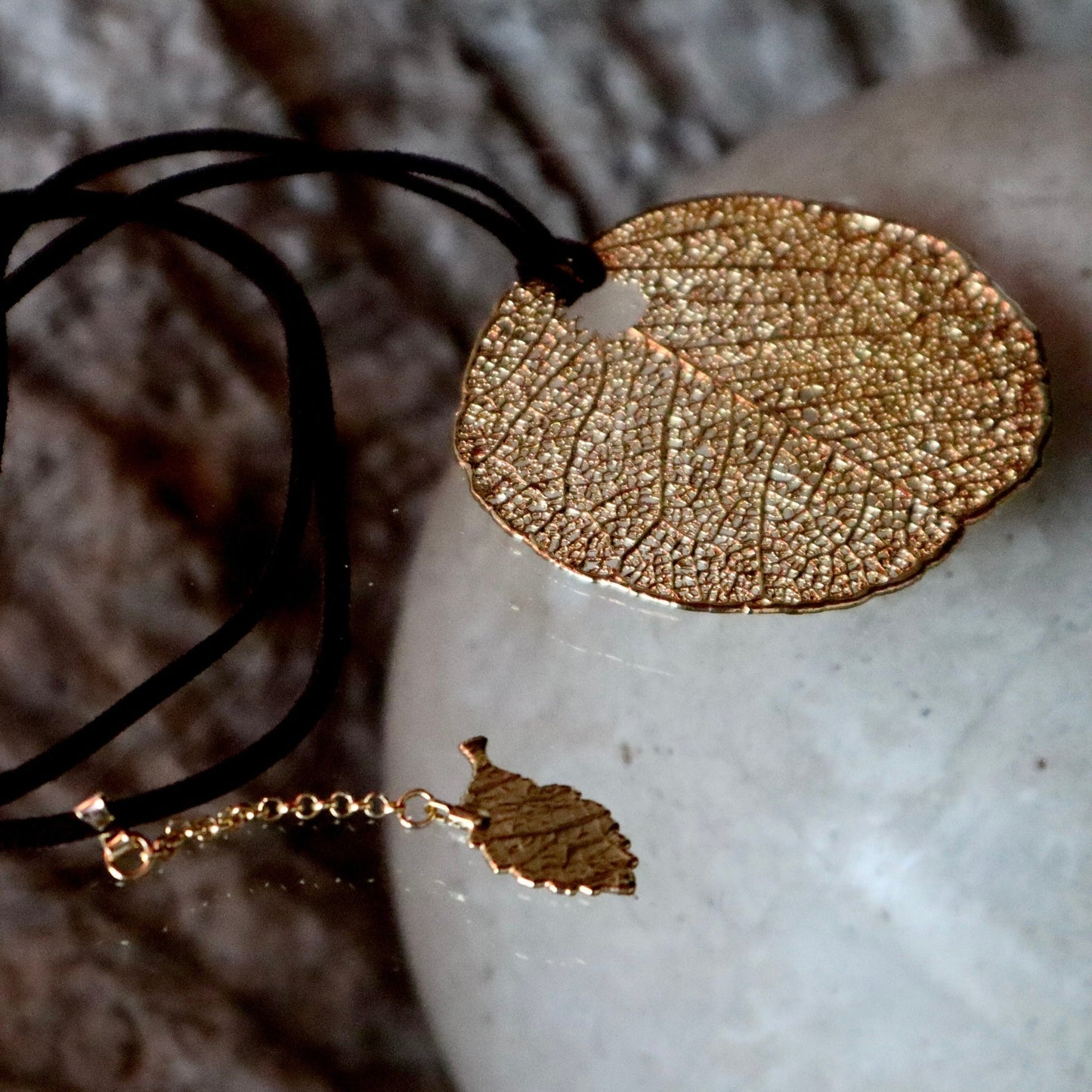 Cerrado Leaf Necklace with Vegetable Suede Necklace