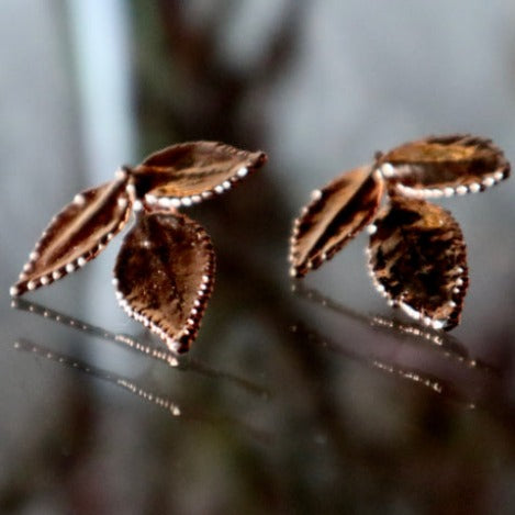 Rose Leaves Earrings - Pink Gold