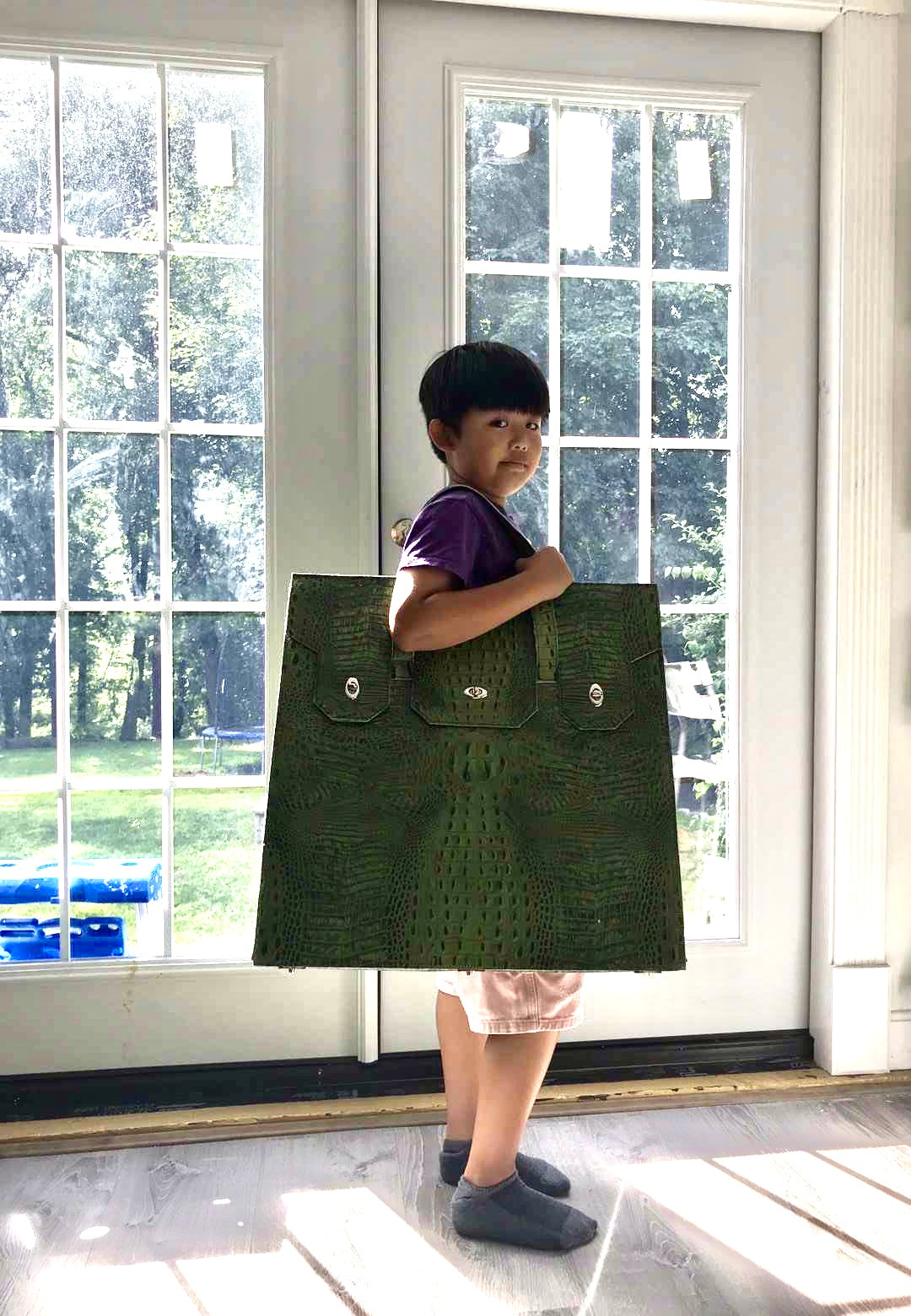 Large green crocodile birkin bag womens' tote bag——My Whole World