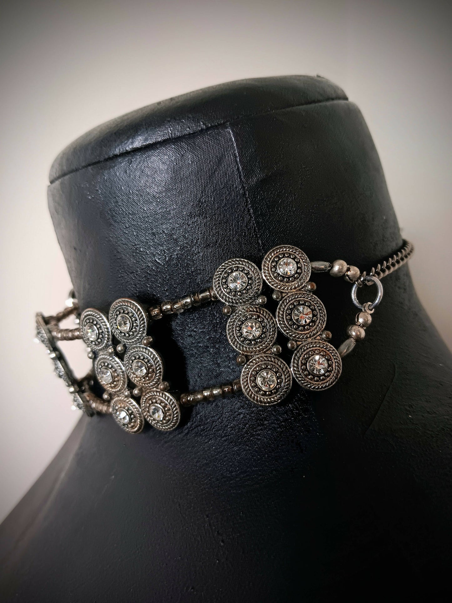 Pewter & Glass Beaded Choker