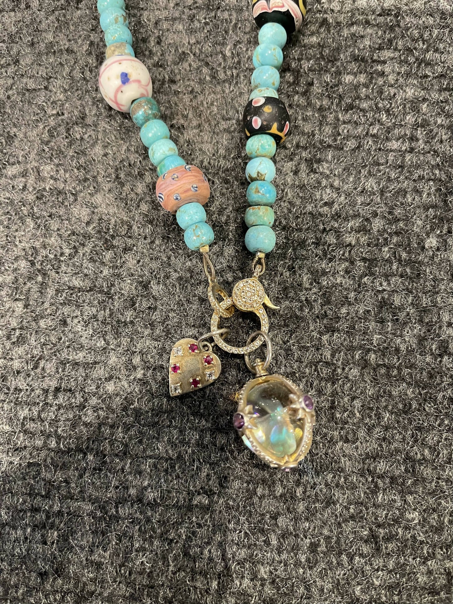 Trade and turquoise necklace