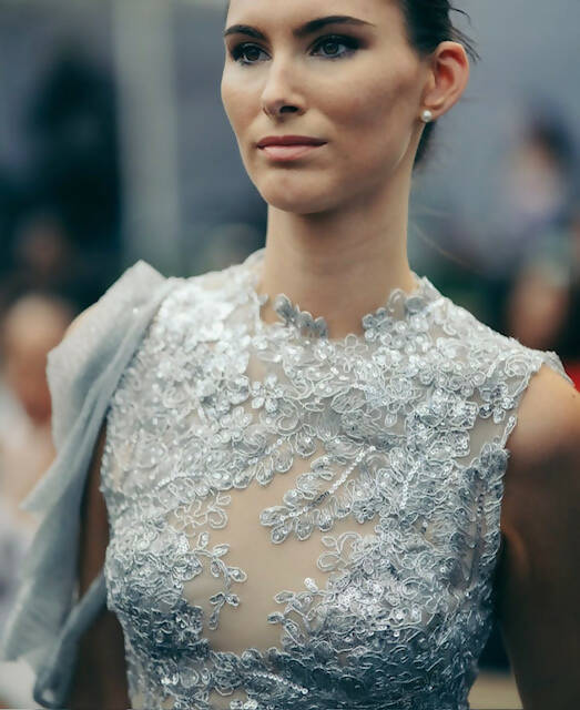 Hand Embroidered Silver Gown