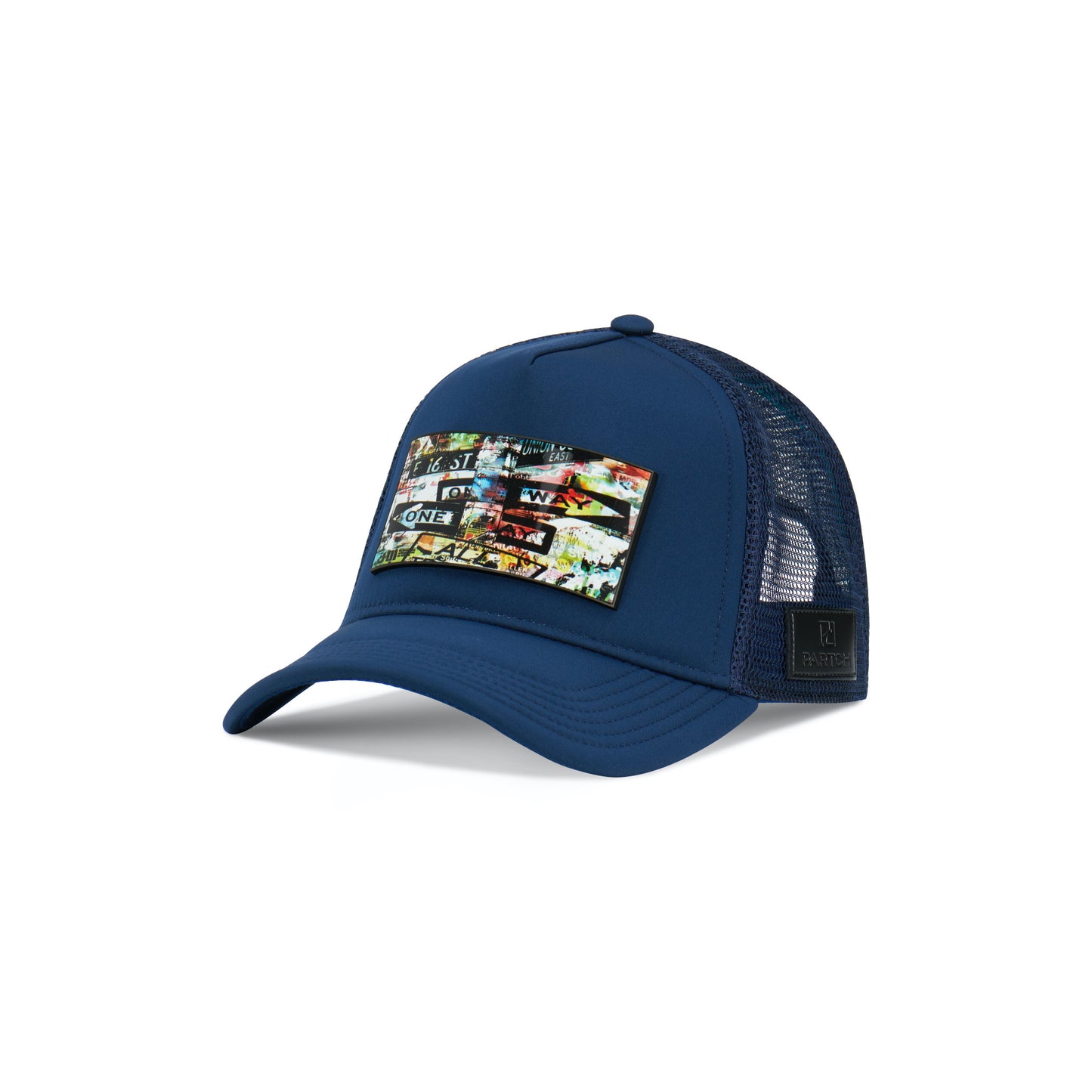 Partch Trucker hat Navy Blue with Art front Panel patch removable | Men’s and Women’s Collection