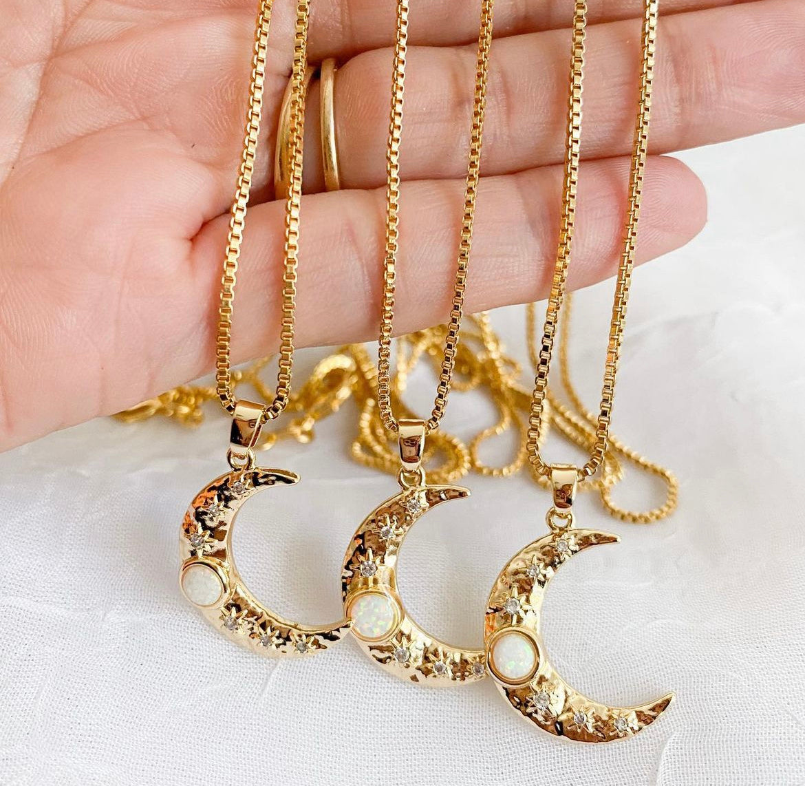 Opal Moon Necklace
