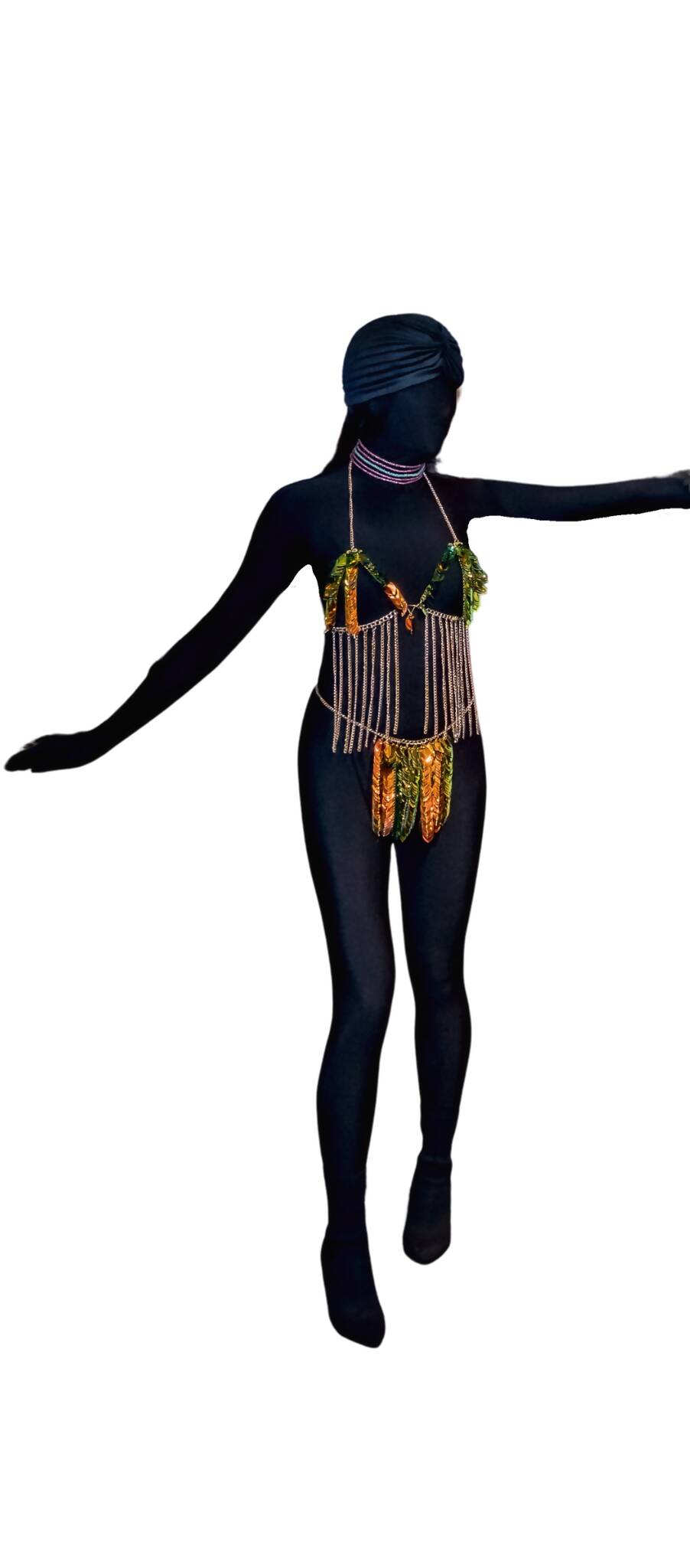 Aurora Borealis & Chain Fringe Bralette