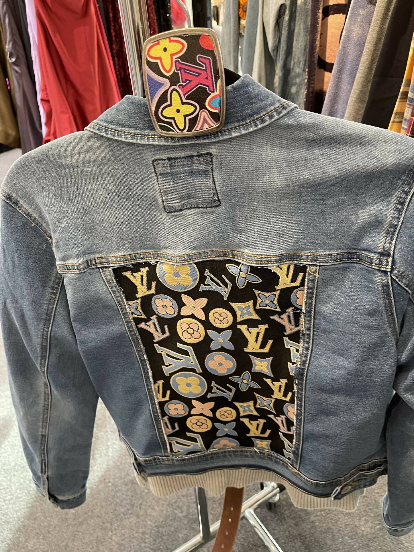 Denim jacket with fabric