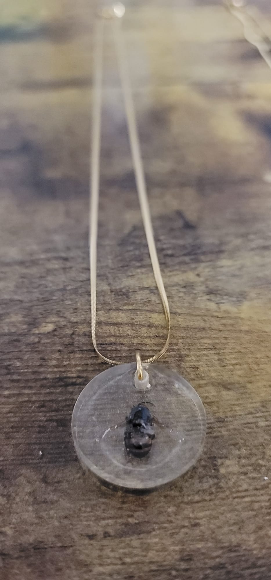 bee resin necklace