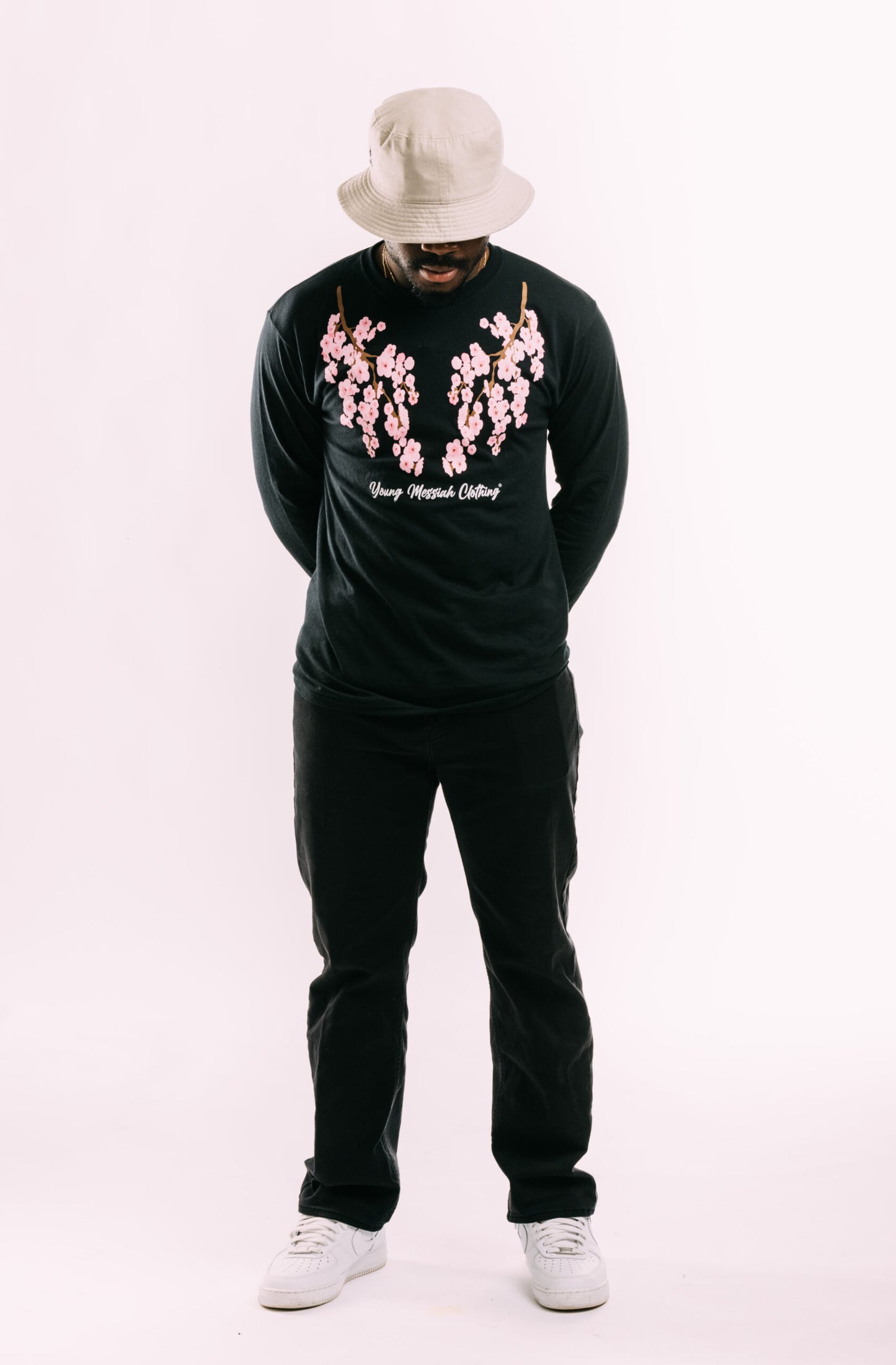 YMC Cherry Blossom Long-Sleeve Tee (Black)