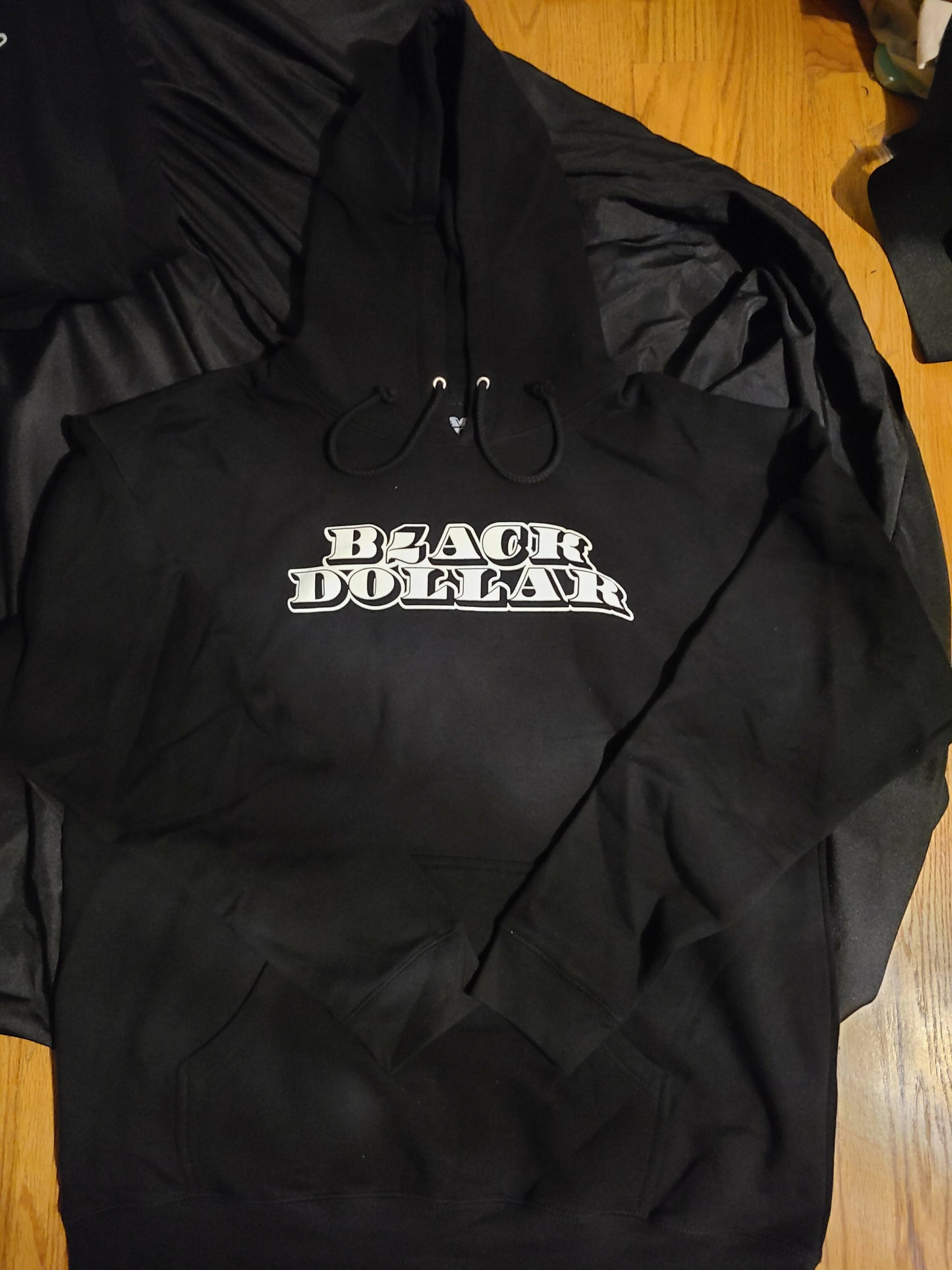 Black Dollar Signature Pullover Hoodie w/ Intentionality statement on back