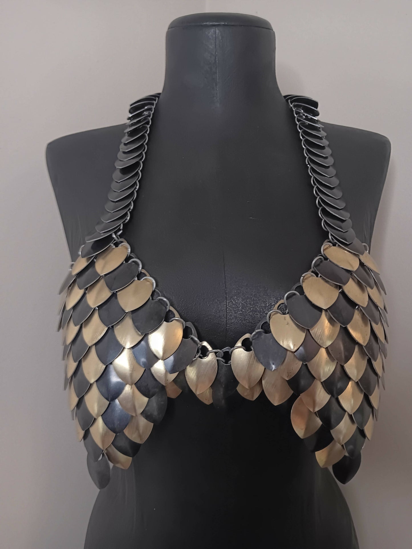 Black & Gold Checkered Scalemail Brassiere