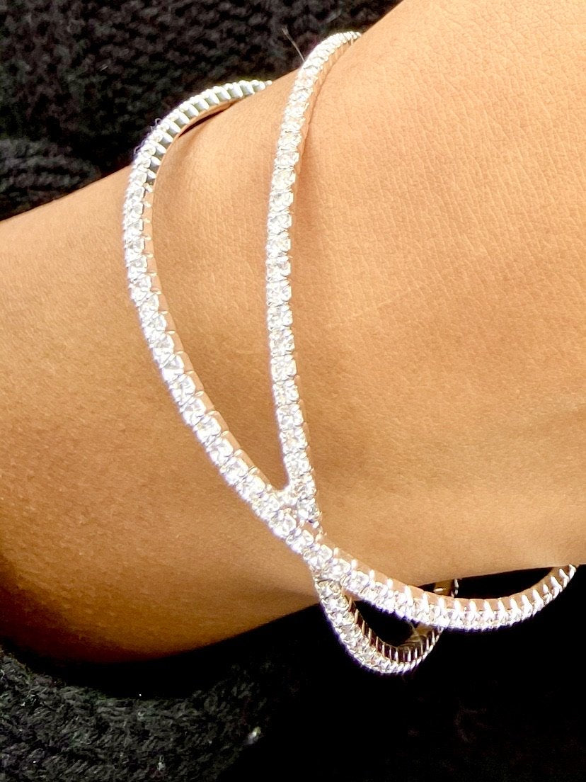 CRISSCROSS RHINESTONE CUFF BRACELET