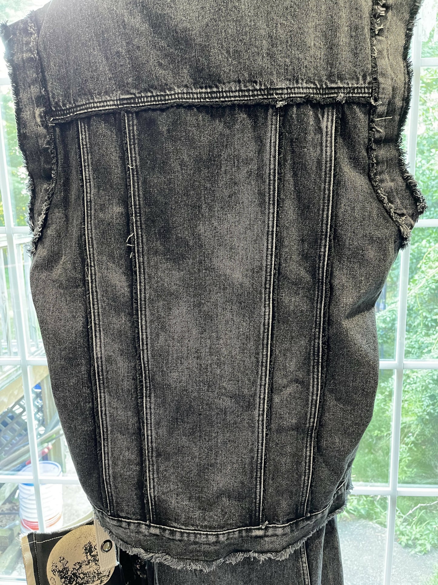 Rugged Elegance: Raw Trim Mid-Length Denim Gilet