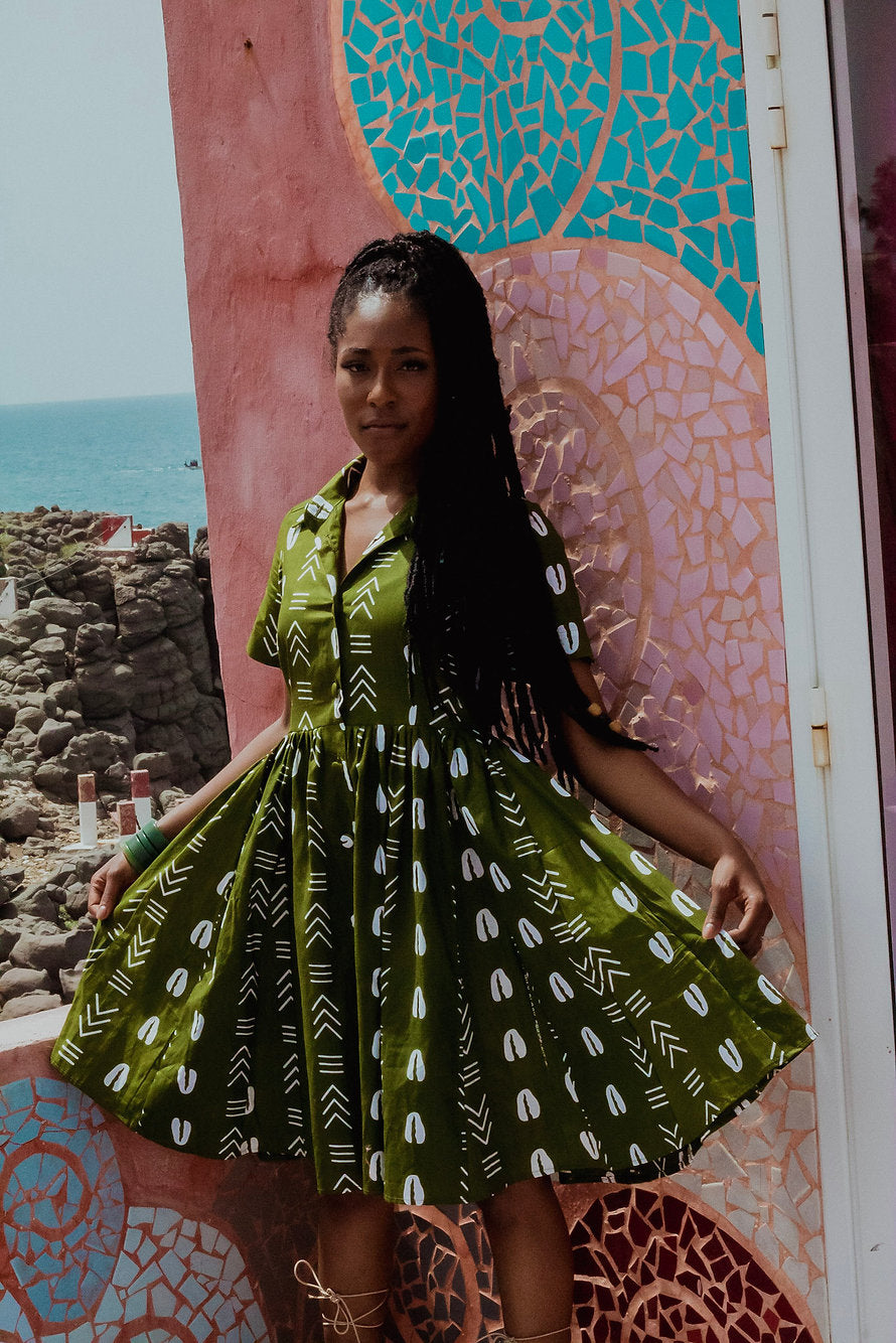 Half & Half Cowrie Shirt Dress