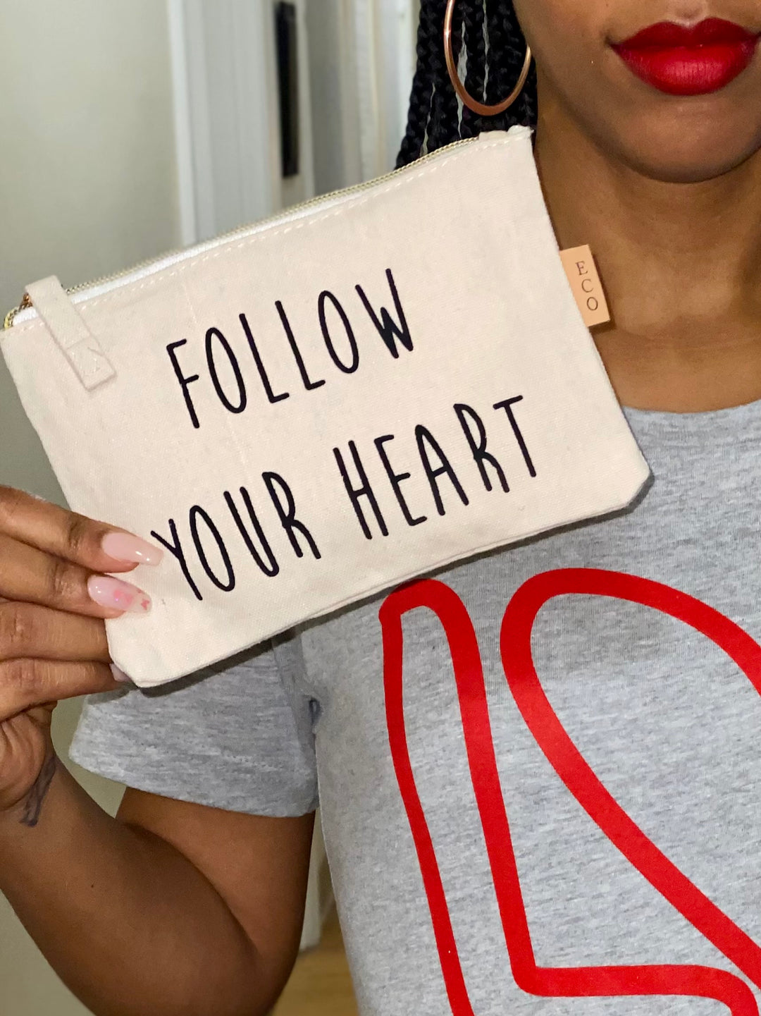 CANVAS FOLLOW YOUR HEART POUCH