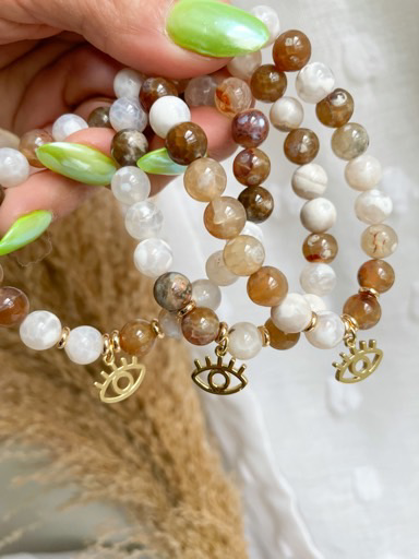 Agate Evil Eye Bracelet