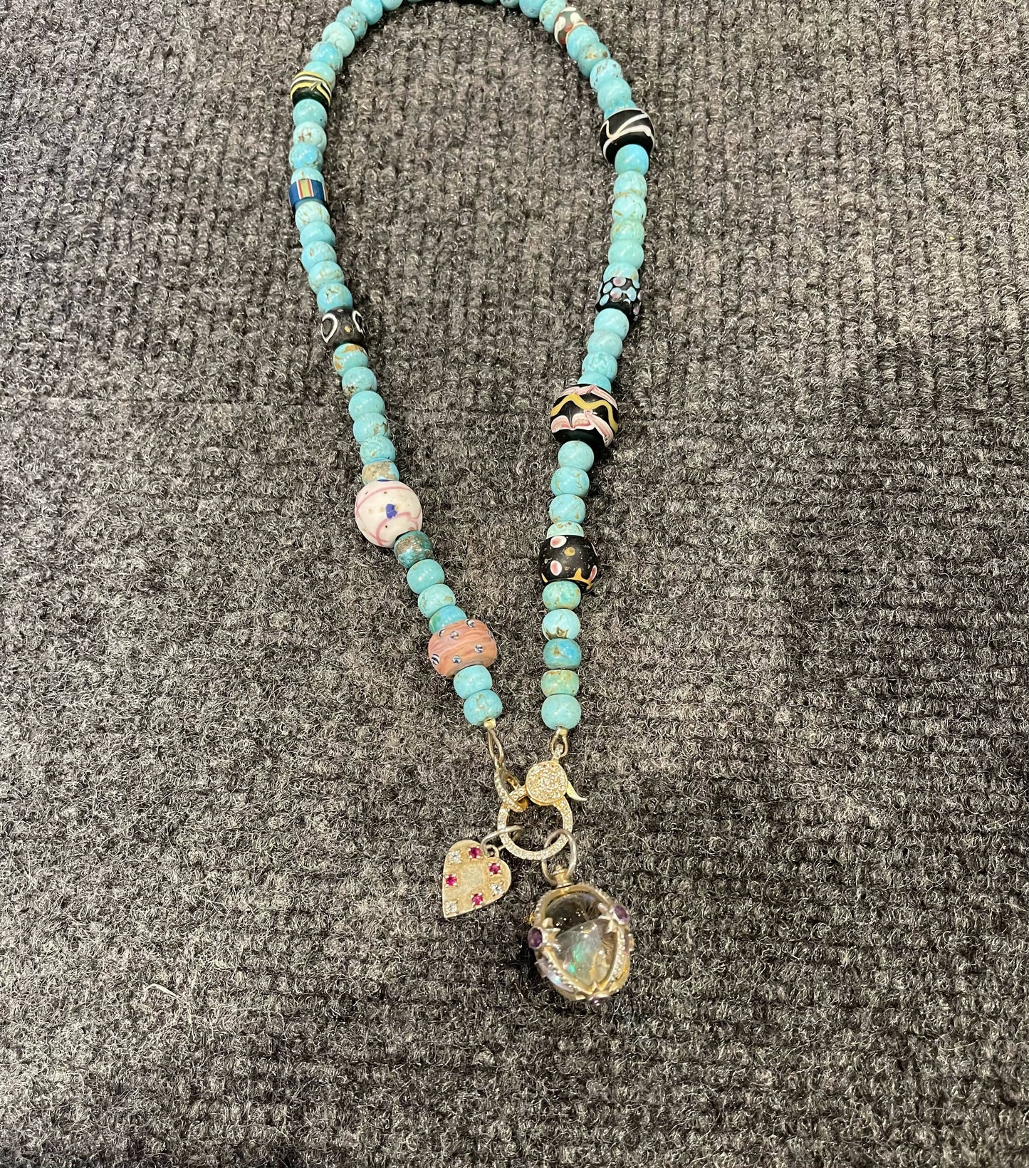 Trade and turquoise necklace