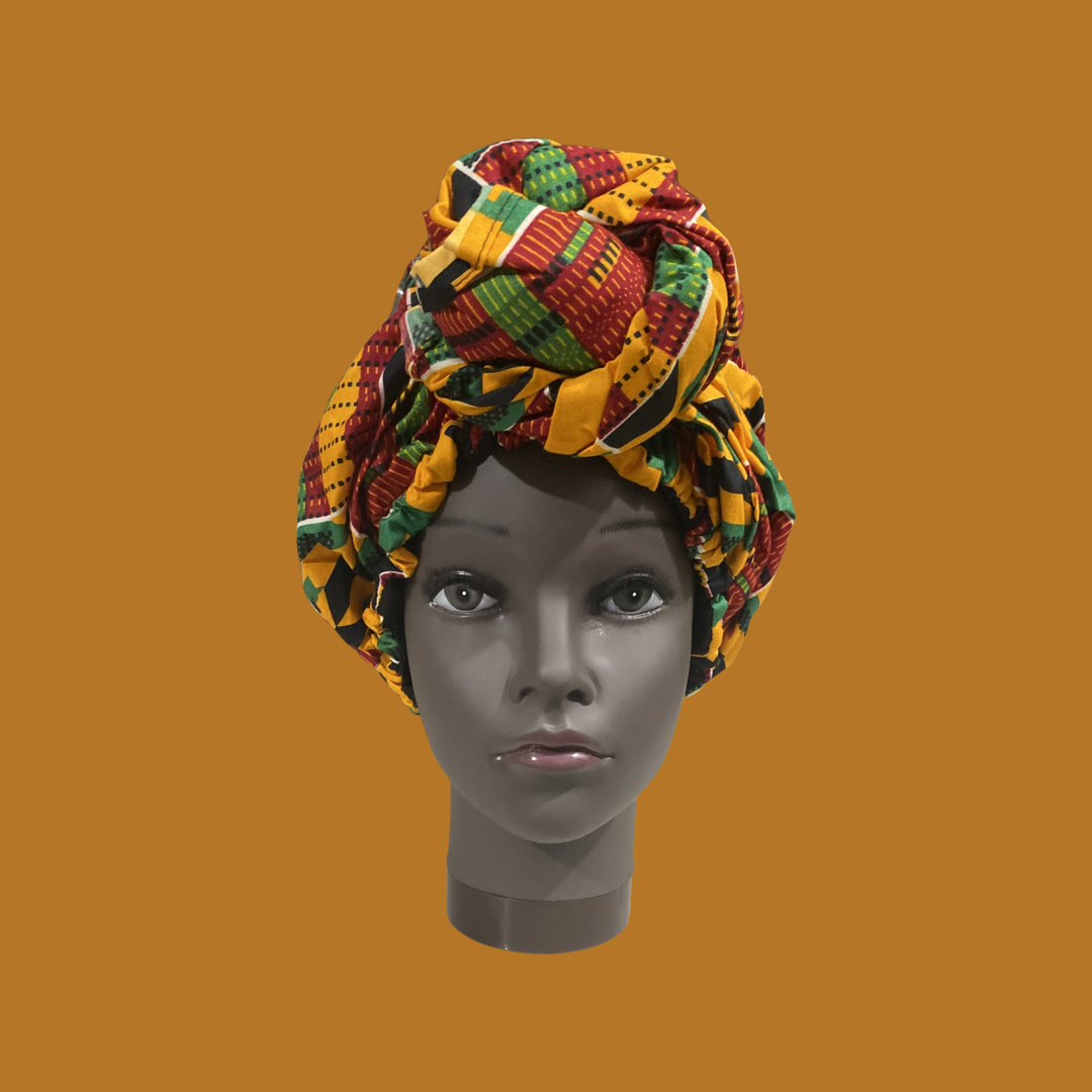 Hand Made Satin Lined African Knotted Bonnet