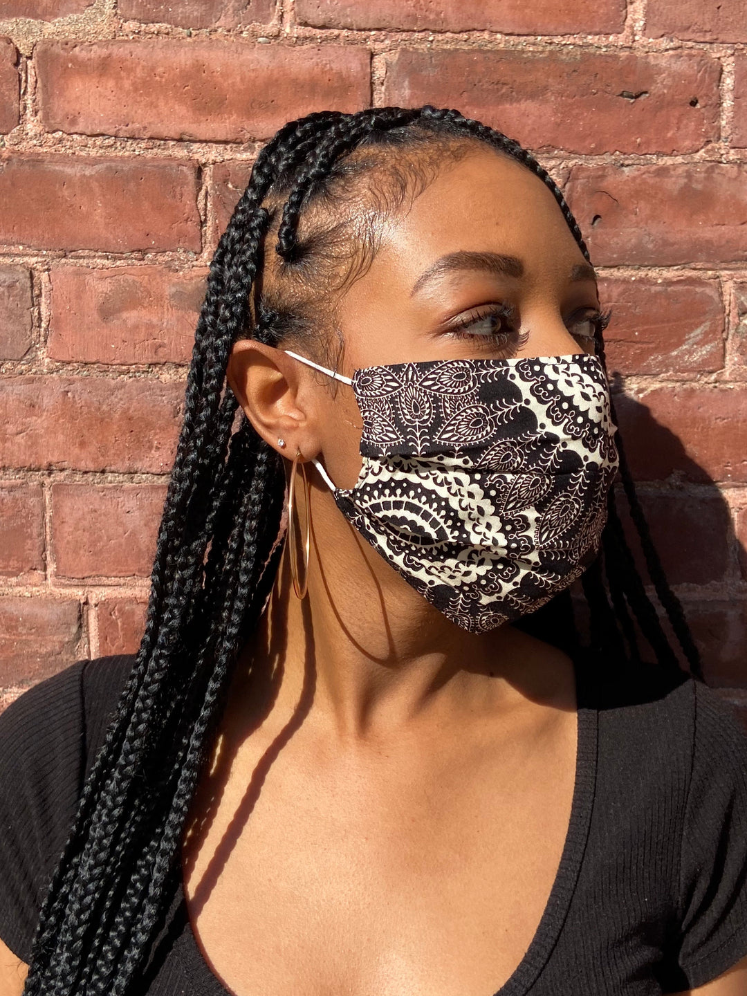 PLEATED PAISLEY PRINT FACE MASK