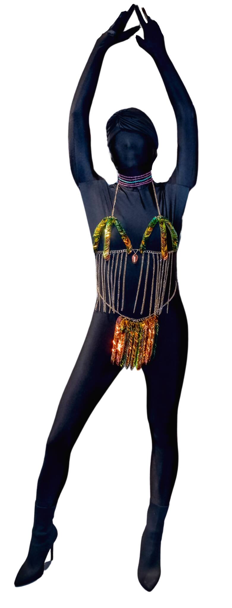 Aurora Borealis & Chain Fringe Bralette