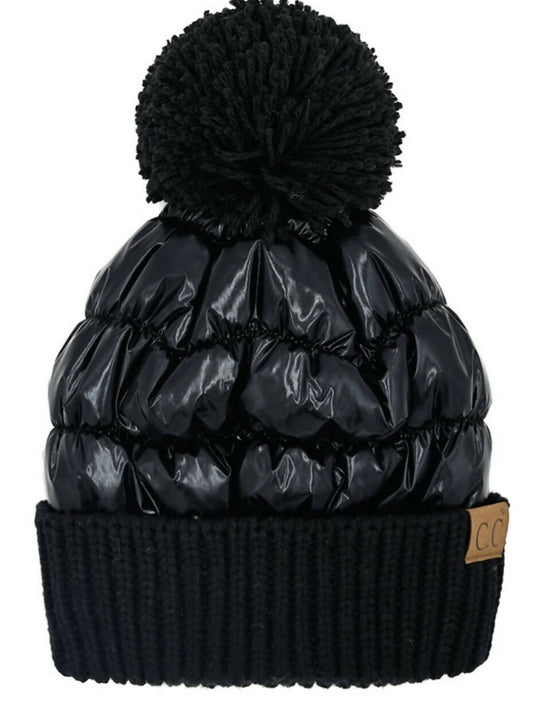 Cuffed Metallic Puffer Beanie | 2 - Colors Available