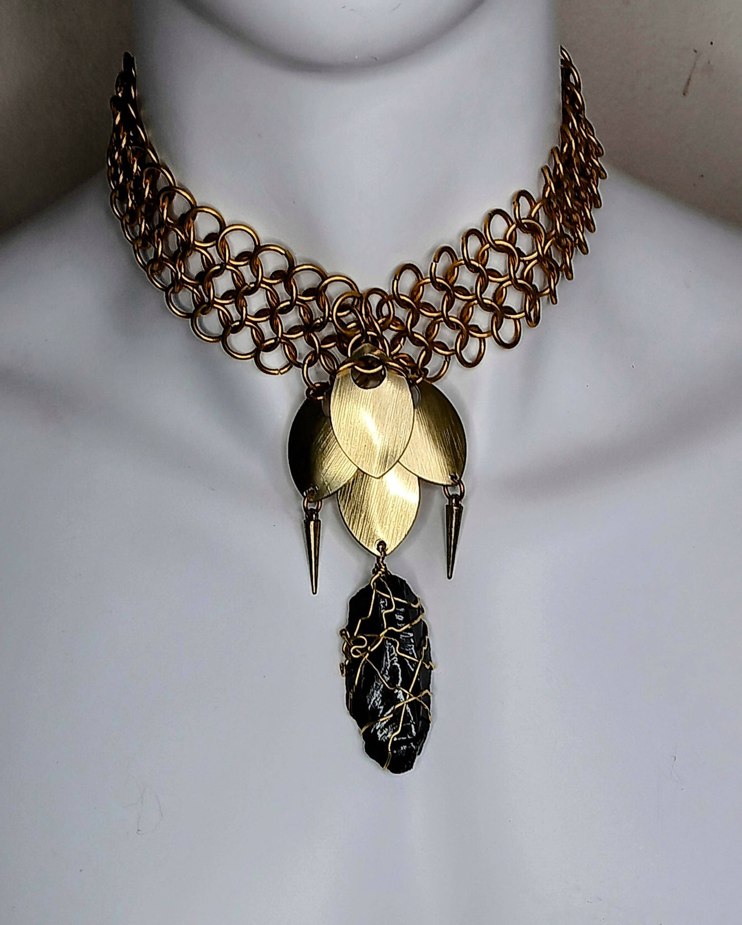 Obsidian Chainmaille Choker