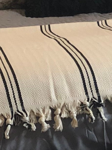 THREE STRIPE TURKISH THROW BLANKET