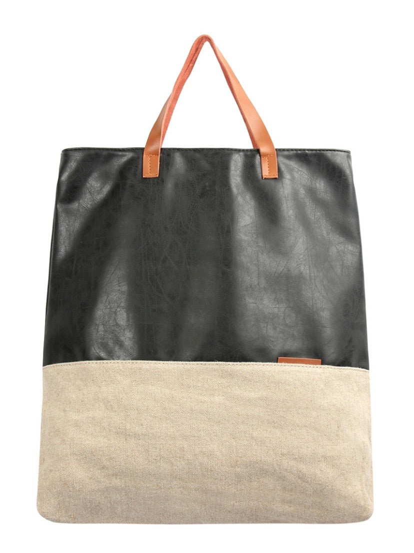 TWO-TONE CROSSBODY TOTE