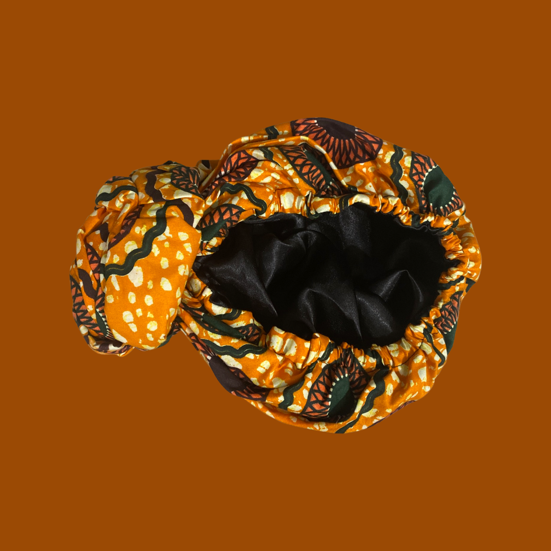Hand Made Satin Lined African Knotted Bonnet