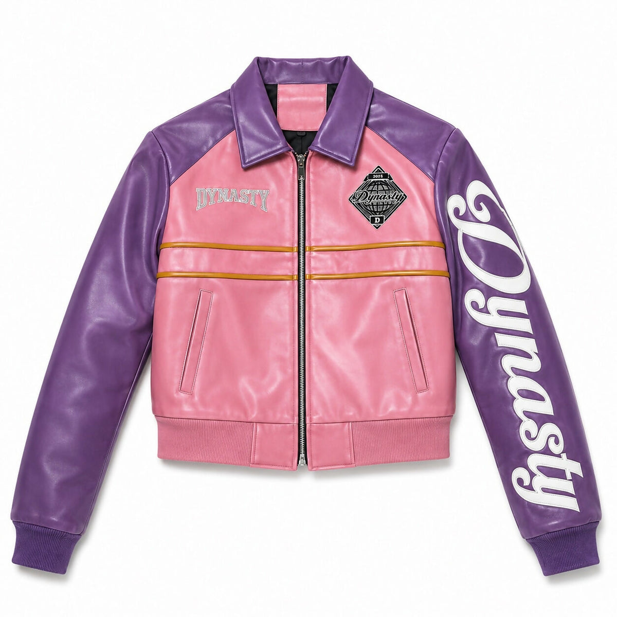 DYNASTY Leather Bubble Gum Cropped jacket