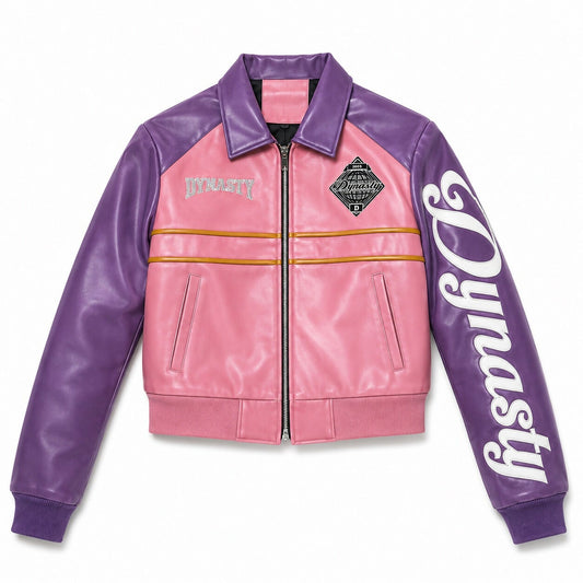 DYNASTY Leather Bubble Gum Cropped jacket