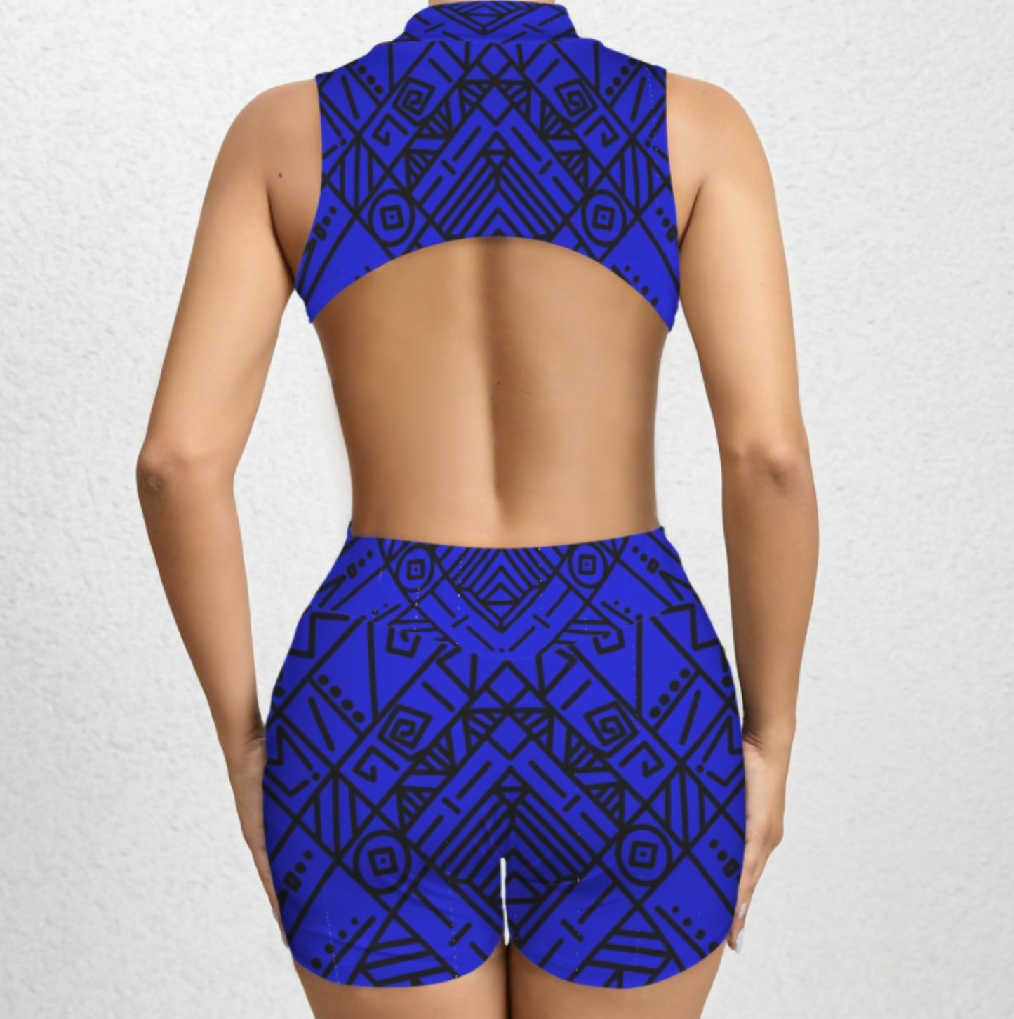 Women's Sleeveless Half Zipper Bare Back One Piece Jumpsuit Sizes S-5XL in The Sahara