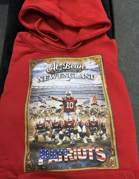 Red Drake Maye New England Patriots Large Hoodie