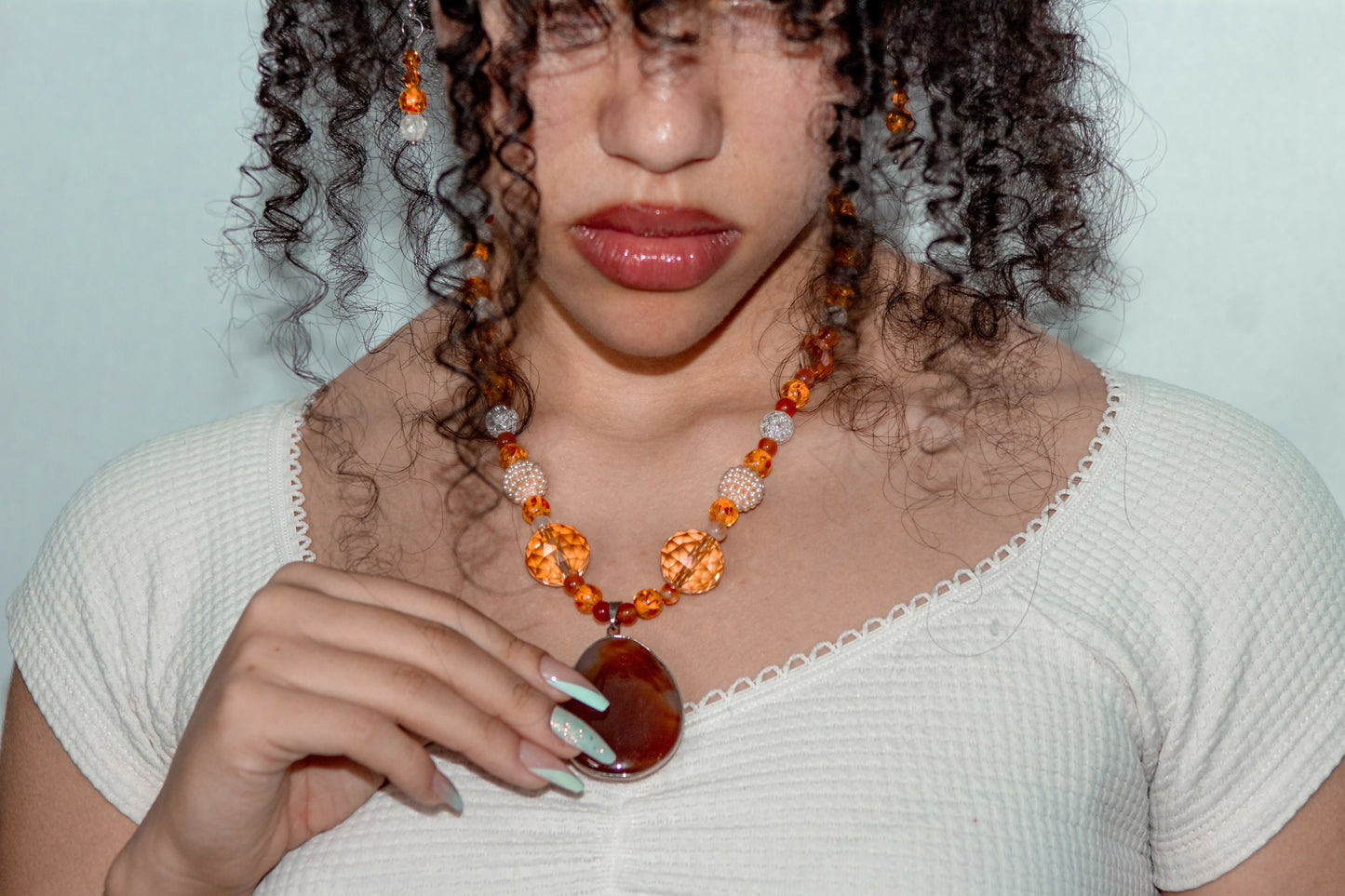 Orange Brown necklace set