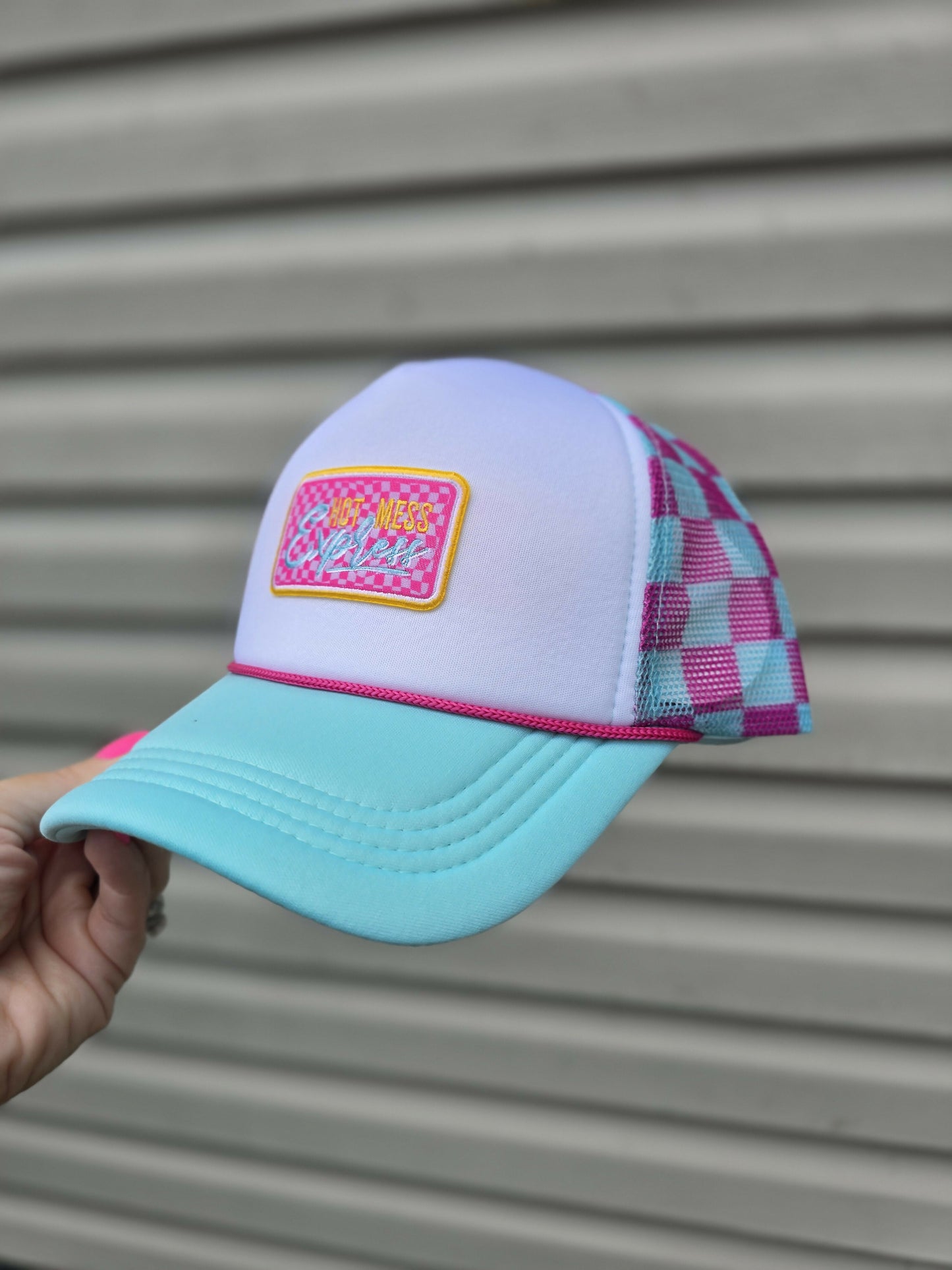 Hot Mess Express Checkered Trucker Hat