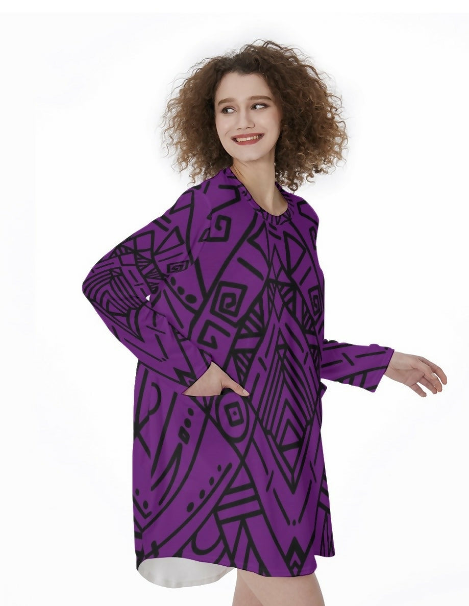 Casual Loose Long Sleeve Dress Sizes S-5XL in The Sahara