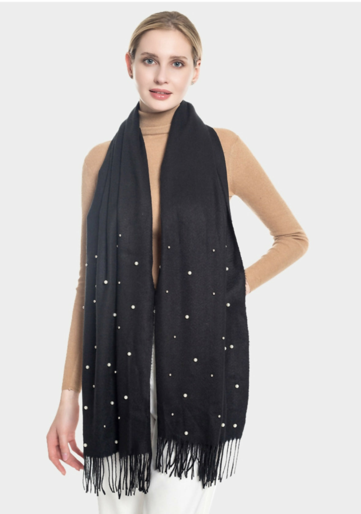 Black Pearl Embellished Scarf