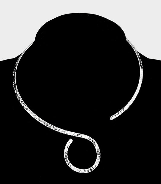 Textured Metal Swirl Open Choker