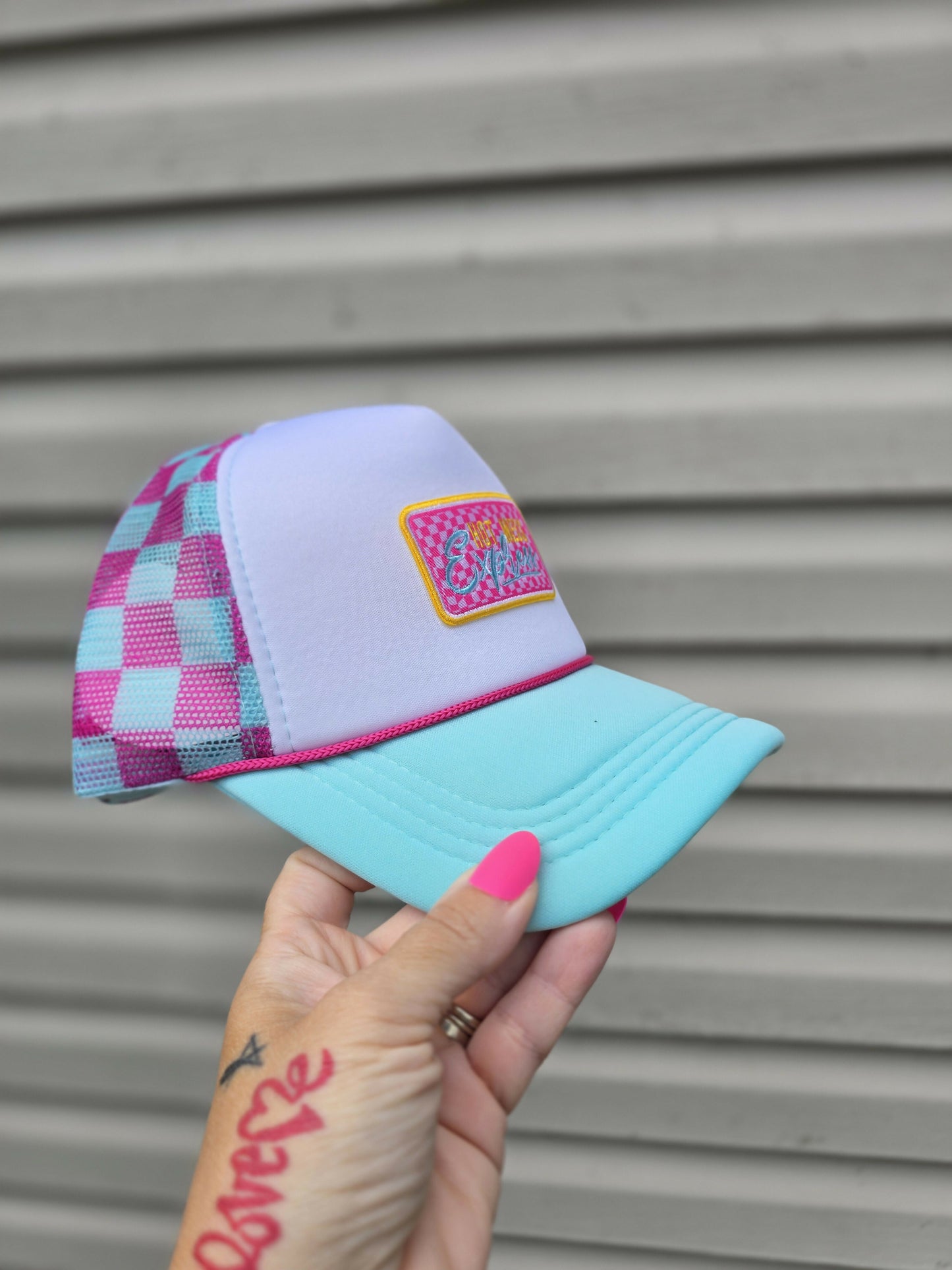 Hot Mess Express Checkered Trucker Hat