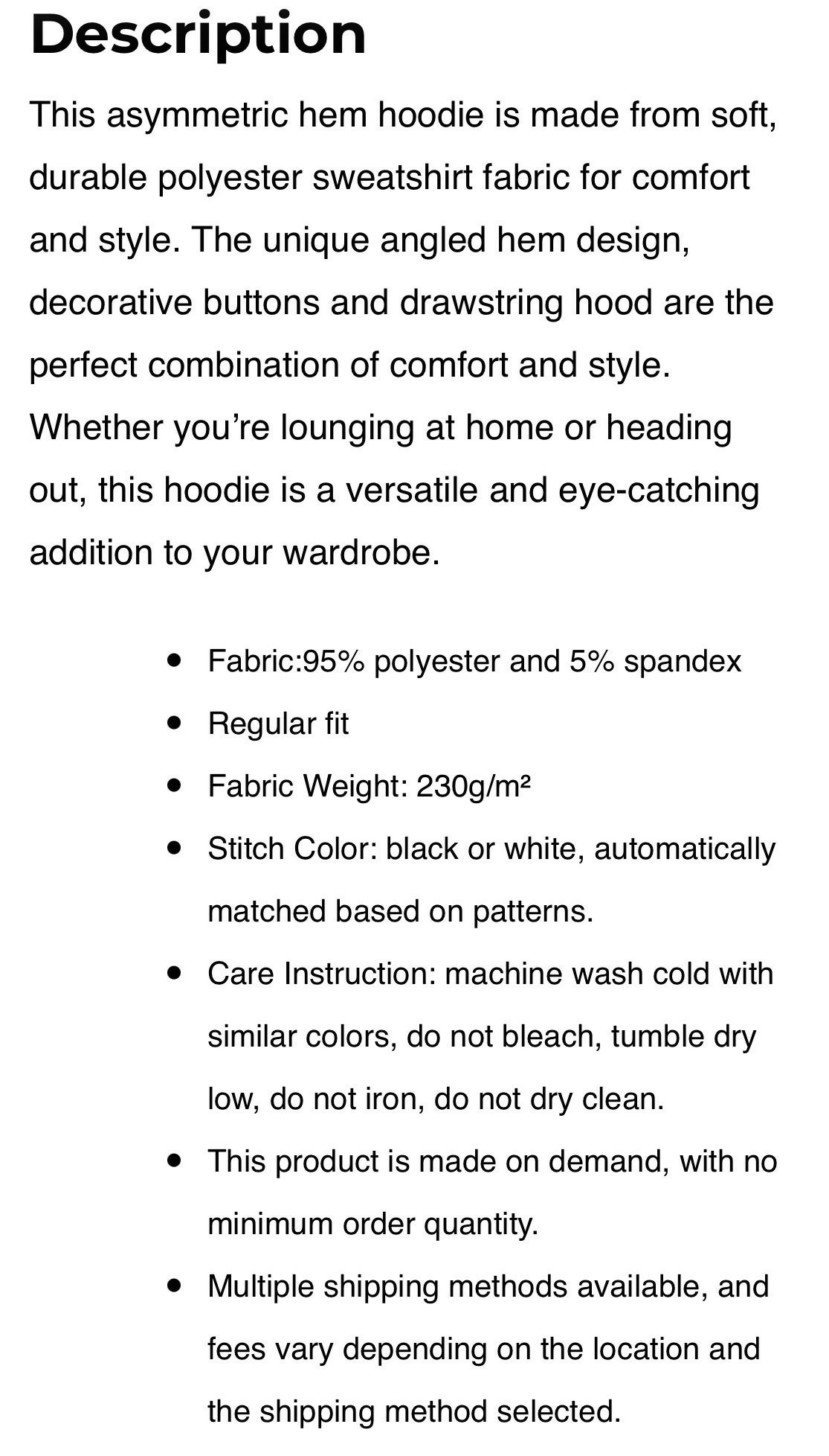 Women’s Asymmetric Hem Hoodie Sizes S-5XL in Infinity
