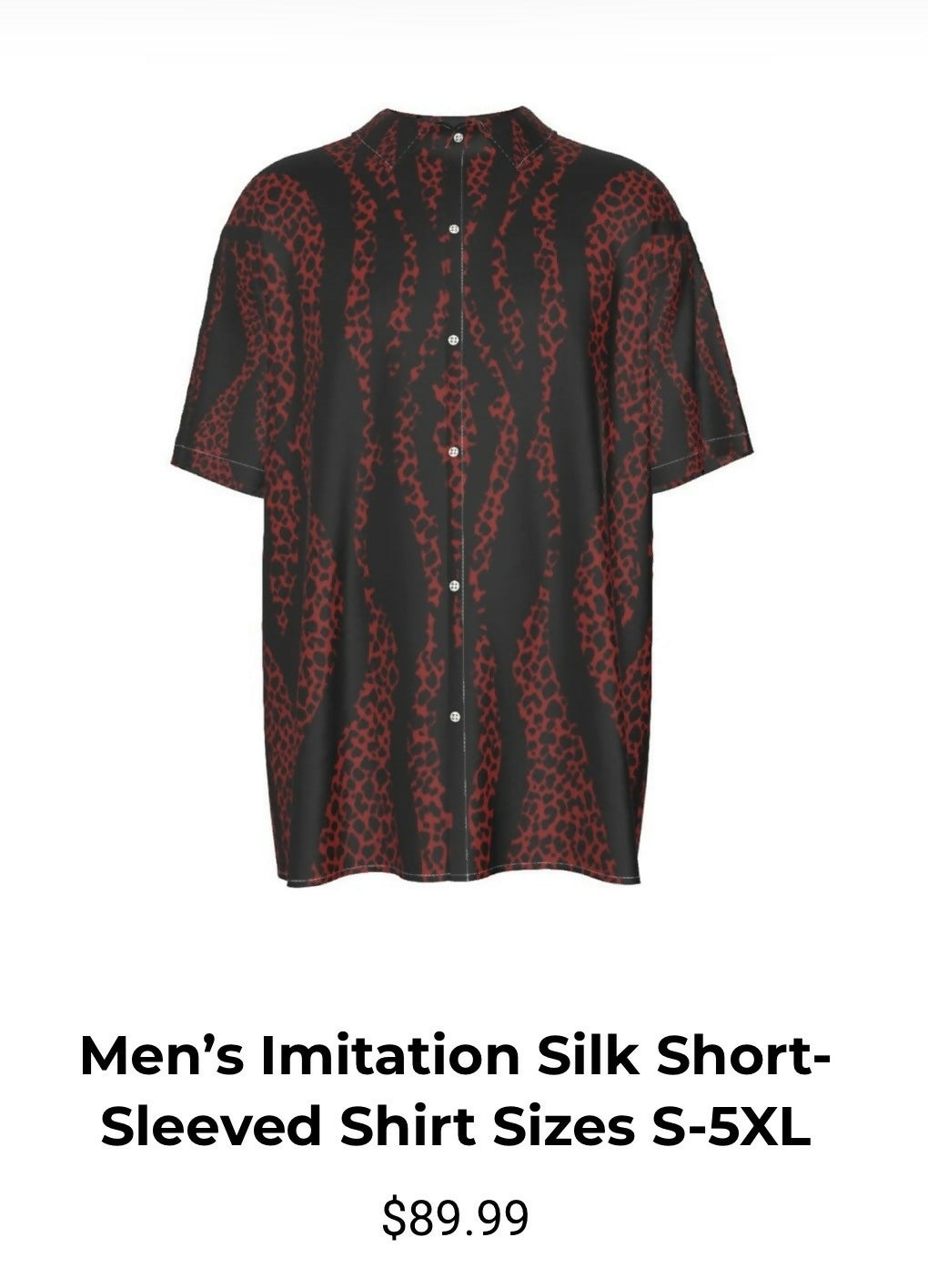 Men’s Imitation Silk Short Sleeved Shirt Sizes 89.99