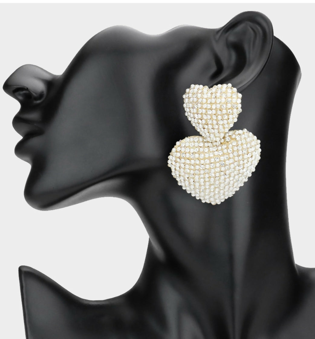 Heart Rhinestone Earrings