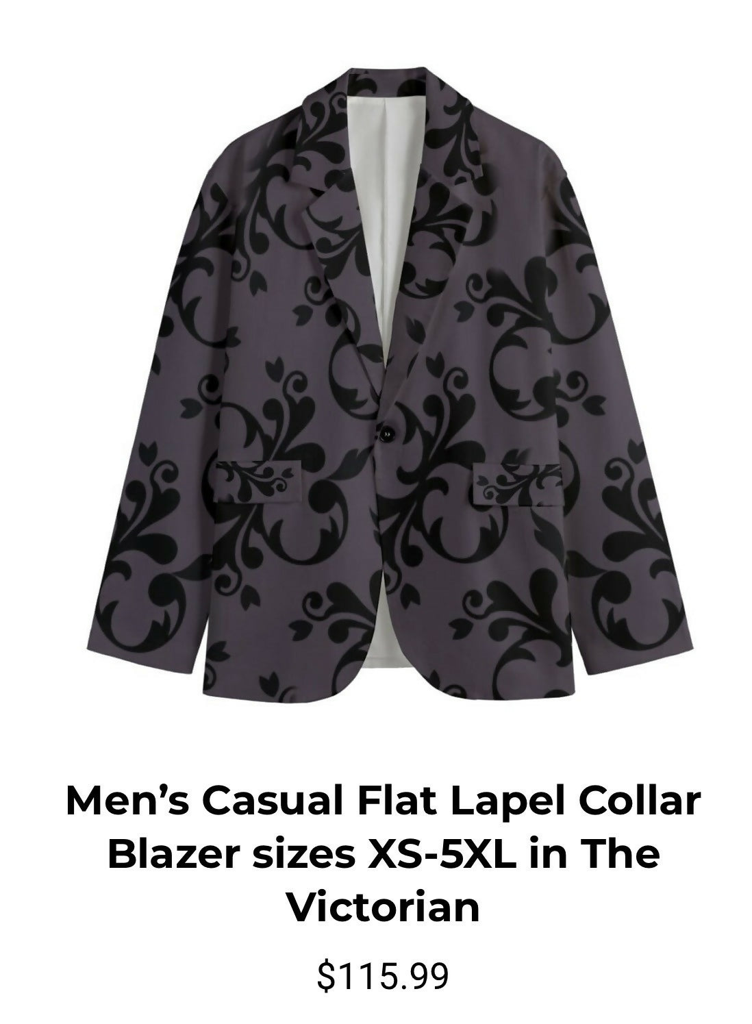 Men’s Casual Flat Lapel Blazer Sizes XS-5XL