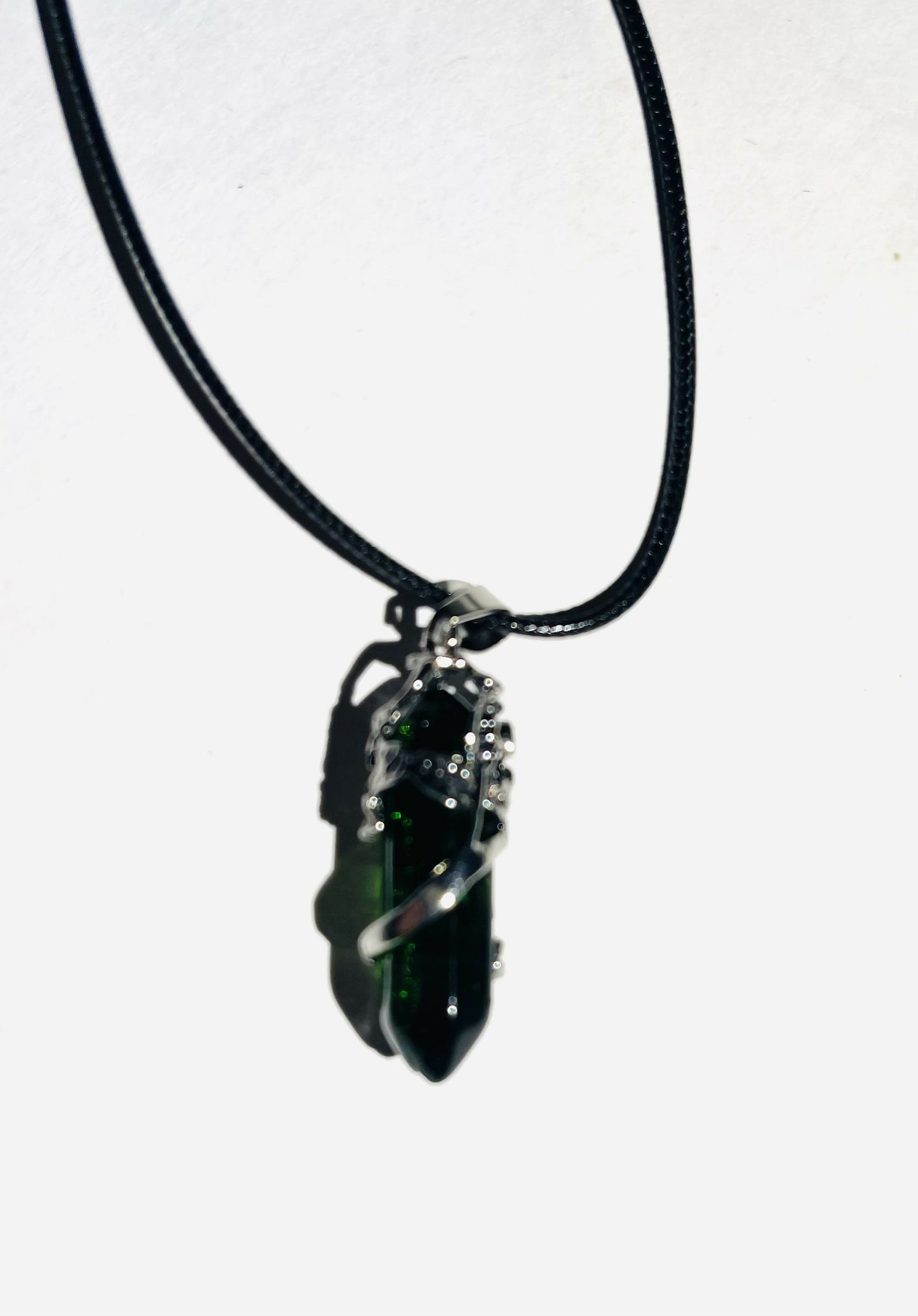 Gemstone Wrapped in Silver Flower Necklace