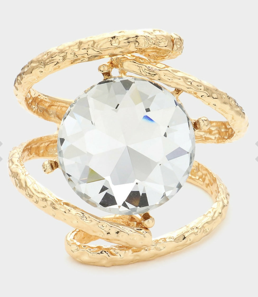 Glass Stone Hinged Bracelet